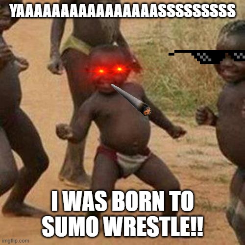 Third World Success Kid | YAAAAAAAAAAAAAAAASSSSSSSSS; I WAS BORN TO SUMO WRESTLE!! | image tagged in memes,third world success kid | made w/ Imgflip meme maker