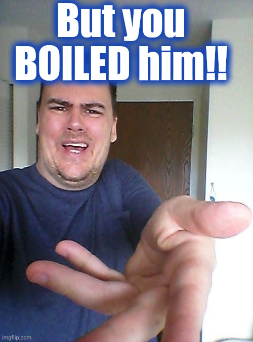 wow! | But you BOILED him!! | image tagged in wow | made w/ Imgflip meme maker