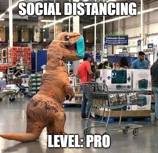 social distance | SOCIAL DISTANCING; LEVEL: PRO | image tagged in t rex | made w/ Imgflip meme maker