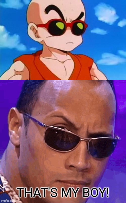 IF YA SMEEEELL... | THAT'S MY BOY! | image tagged in dragon ball z krillin swag,the rock,krillin,the people's eyebrow,wwe,if ya smell | made w/ Imgflip meme maker
