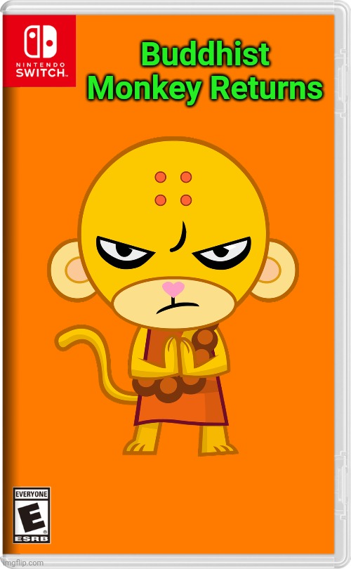 He retired after saving the world. | Buddhist Monkey Returns | image tagged in happy tree friends,buddhism,action | made w/ Imgflip meme maker