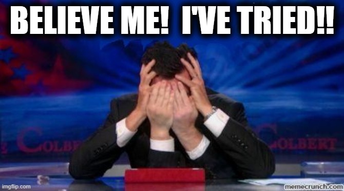 Face palm | BELIEVE ME!  I'VE TRIED!! | image tagged in face palm | made w/ Imgflip meme maker