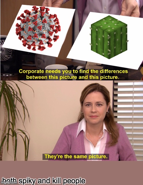 They're The Same Picture Meme | both spiky and kill people | image tagged in memes,they're the same picture,cactus,minecraft | made w/ Imgflip meme maker