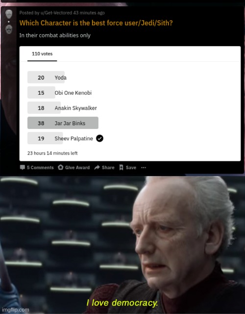 image tagged in i love democracy | made w/ Imgflip meme maker