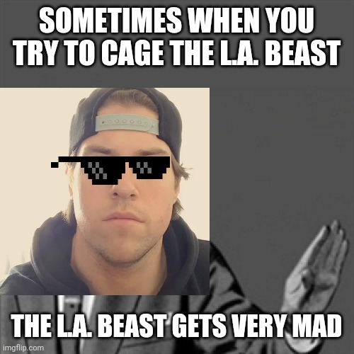 SOMETIMES WHEN YOU TRY TO CAGE THE L.A. BEAST; THE L.A. BEAST GETS VERY MAD | image tagged in correction guy,memes,the la beast,dank memes,beast,savage memes | made w/ Imgflip meme maker