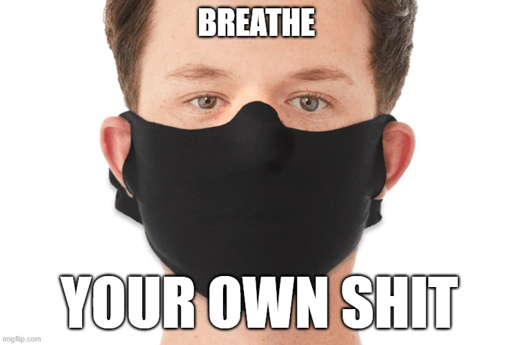 Breathe Your Own Shit | BREATHE; YOUR OWN SHIT | image tagged in face mask,idiots,coronavirus | made w/ Imgflip meme maker