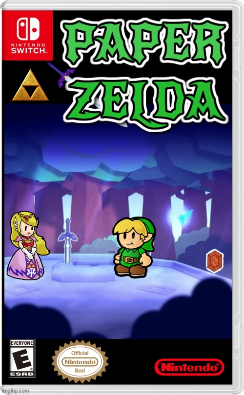 PAPER ZELDA | image tagged in zelda,legend of zelda,link,nintendo switch,fake switch games | made w/ Imgflip meme maker