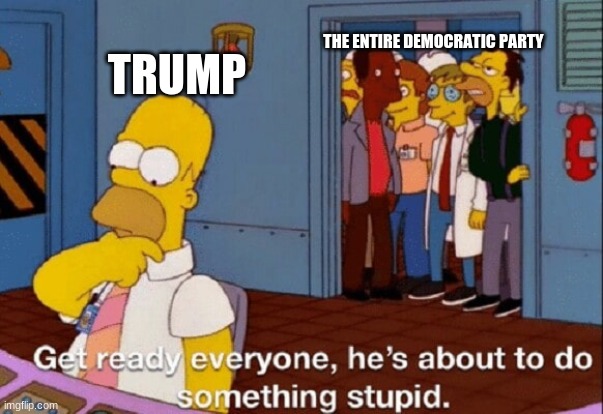 THE ENTIRE DEMOCRATIC PARTY; TRUMP | image tagged in democrats,trump | made w/ Imgflip meme maker