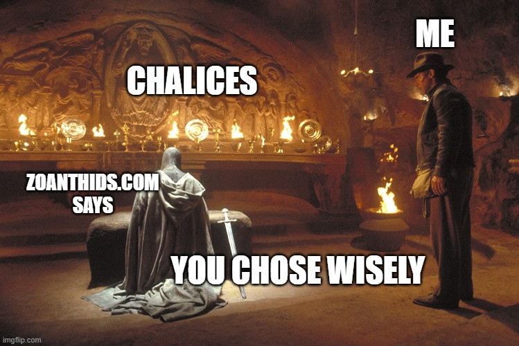 ME; CHALICES; ZOANTHIDS.COM SAYS; YOU CHOSE WISELY | made w/ Imgflip meme maker