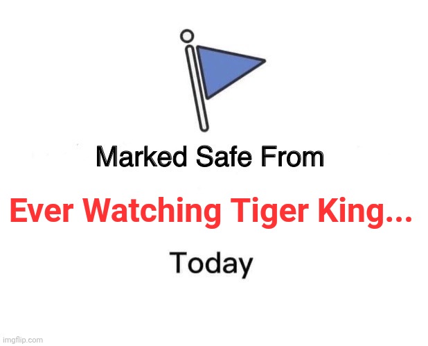 Marked Safe From Meme | Ever Watching Tiger King... | image tagged in memes,marked safe from | made w/ Imgflip meme maker