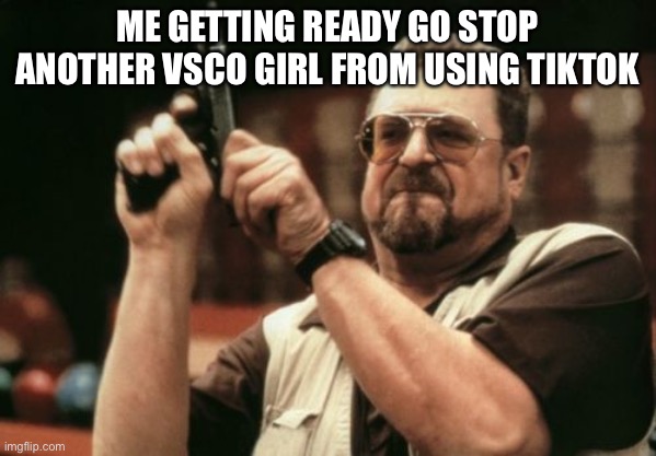 Am I The Only One Around Here Meme | ME GETTING READY GO STOP ANOTHER VSCO GIRL FROM USING TIKTOK | image tagged in memes,am i the only one around here | made w/ Imgflip meme maker