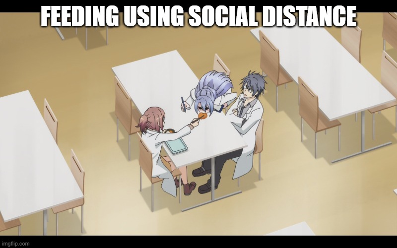 Social Distance | FEEDING USING SOCIAL DISTANCE | image tagged in social distance,memes,anime meme | made w/ Imgflip meme maker