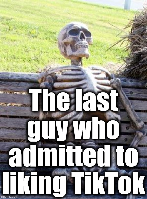 Waiting Skeleton Meme | The last guy who admitted to liking TikTok | image tagged in memes,waiting skeleton | made w/ Imgflip meme maker