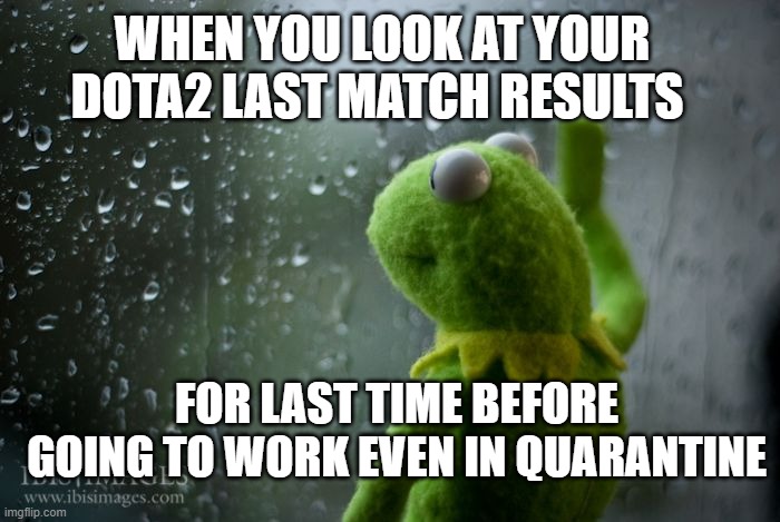 The last match | WHEN YOU LOOK AT YOUR DOTA2 LAST MATCH RESULTS; FOR LAST TIME BEFORE GOING TO WORK EVEN IN QUARANTINE | image tagged in kermit window,dota 2 | made w/ Imgflip meme maker