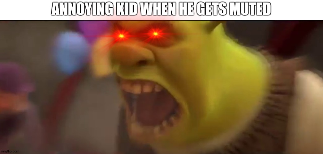 Shrek Screaming |  ANNOYING KID WHEN HE GETS MUTED | image tagged in shrek screaming | made w/ Imgflip meme maker