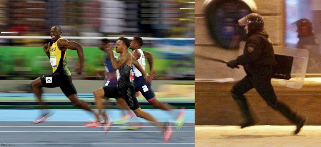 Usain Bolt Runs From The 'Cops! | image tagged in usain bolt running,police chasing guy,cops,usain bolt,police,cop | made w/ Imgflip meme maker