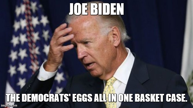 Joe Biden worries | JOE BIDEN; THE DEMOCRATS' EGGS ALL IN ONE BASKET CASE. | image tagged in joe biden worries,joe biden,democrats,political parties,election 2020 | made w/ Imgflip meme maker