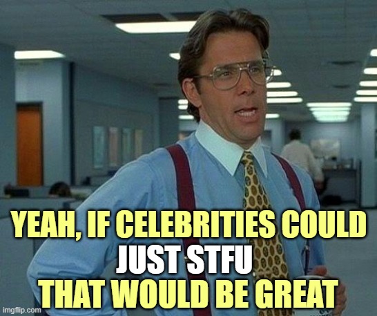 That Would Be Great Meme | YEAH, IF CELEBRITIES COULD; JUST STFU; THAT WOULD BE GREAT | image tagged in memes,that would be great | made w/ Imgflip meme maker