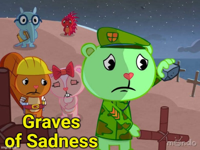 HTF Graves of Sadness | Graves of Sadness | image tagged in happy tree friends,sadness,graveyard | made w/ Imgflip meme maker