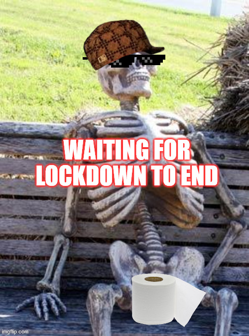 Waiting Skeleton Meme | WAITING FOR LOCKDOWN TO END | image tagged in memes,waiting skeleton | made w/ Imgflip meme maker