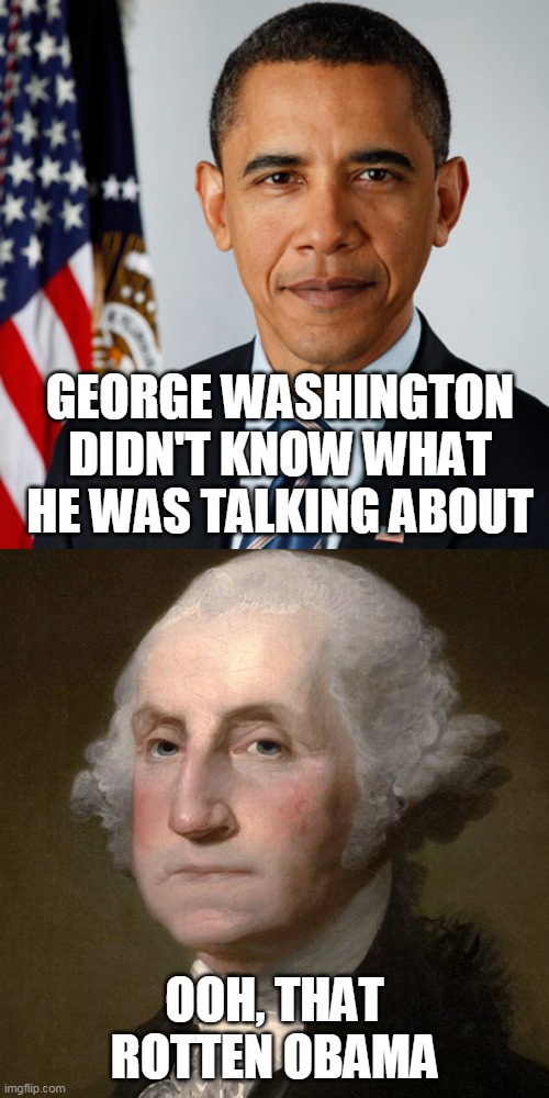 America's Changing Times | GEORGE WASHINGTON DIDN'T KNOW WHAT HE WAS TALKING ABOUT; OOH, THAT ROTTEN OBAMA | image tagged in barack obama,george washington,constitution,presidents | made w/ Imgflip meme maker