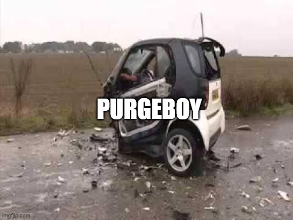 Smart Car Crash | PURGEBOY | image tagged in smart car crash | made w/ Imgflip meme maker