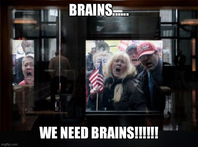 We need Brains! | BRAINS...... WE NEED BRAINS!!!!!! | image tagged in donald trump,trump supporters,coronavirus,morons for trump,zombies,maga | made w/ Imgflip meme maker