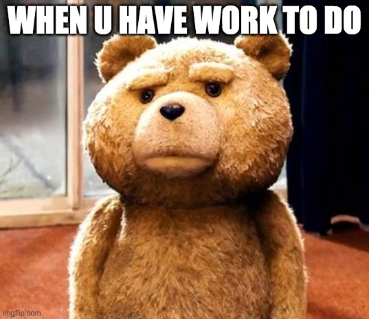 TED Meme | WHEN U HAVE WORK TO DO | image tagged in memes,ted | made w/ Imgflip meme maker
