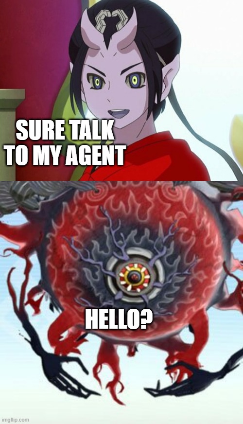 SURE TALK TO MY AGENT HELLO? | image tagged in soranaki,kuuten | made w/ Imgflip meme maker