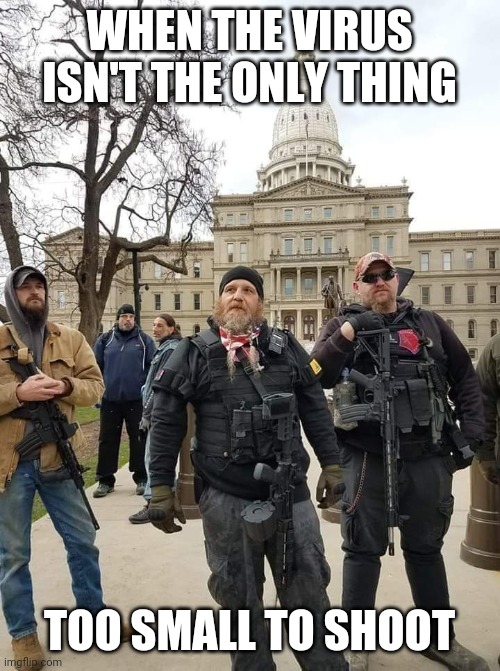 WHEN THE VIRUS ISN'T THE ONLY THING; TOO SMALL TO SHOOT | image tagged in guns,covid-19 | made w/ Imgflip meme maker