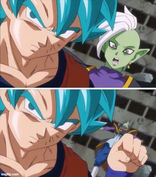 Goku hits zamasu | image tagged in goku hits zamasu | made w/ Imgflip meme maker