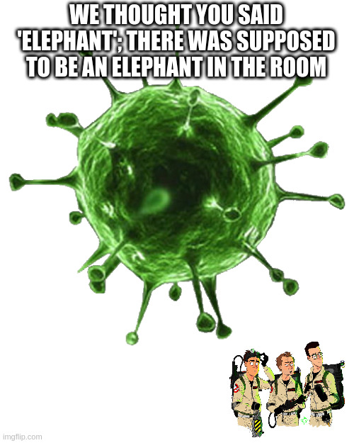 Ghostbuster's 2020 Reboot: Phantom Menace | WE THOUGHT YOU SAID 'ELEPHANT'; THERE WAS SUPPOSED TO BE AN ELEPHANT IN THE ROOM | image tagged in ghostbusters,elephant | made w/ Imgflip meme maker