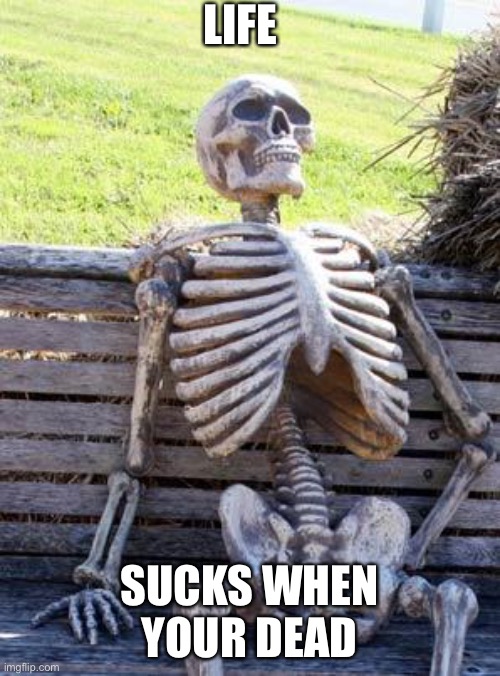 Waiting Skeleton | LIFE; SUCKS WHEN YOUR DEAD | image tagged in memes,waiting skeleton | made w/ Imgflip meme maker