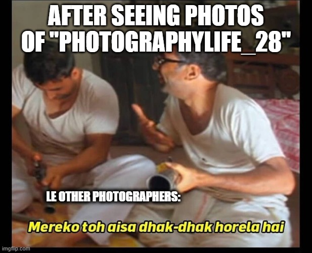 mere ko to aisa dhak dhak | AFTER SEEING PHOTOS OF "PHOTOGRAPHYLIFE_28"; LE OTHER PHOTOGRAPHERS: | image tagged in mere ko to aisa dhak dhak | made w/ Imgflip meme maker