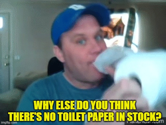 WHY ELSE DO YOU THINK THERE'S NO TOILET PAPER IN STOCK? | made w/ Imgflip meme maker