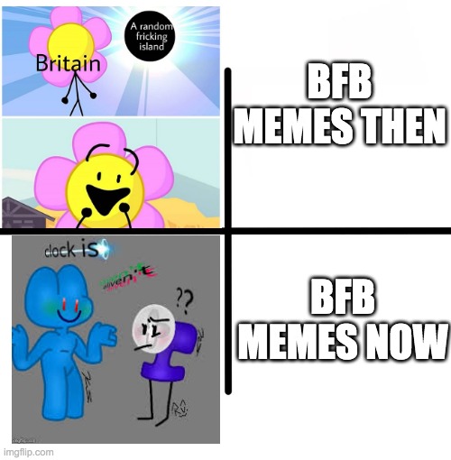 bfb memes then and now | BFB MEMES THEN; BFB MEMES NOW | image tagged in memes,blank starter pack,bfb,then and now | made w/ Imgflip meme maker