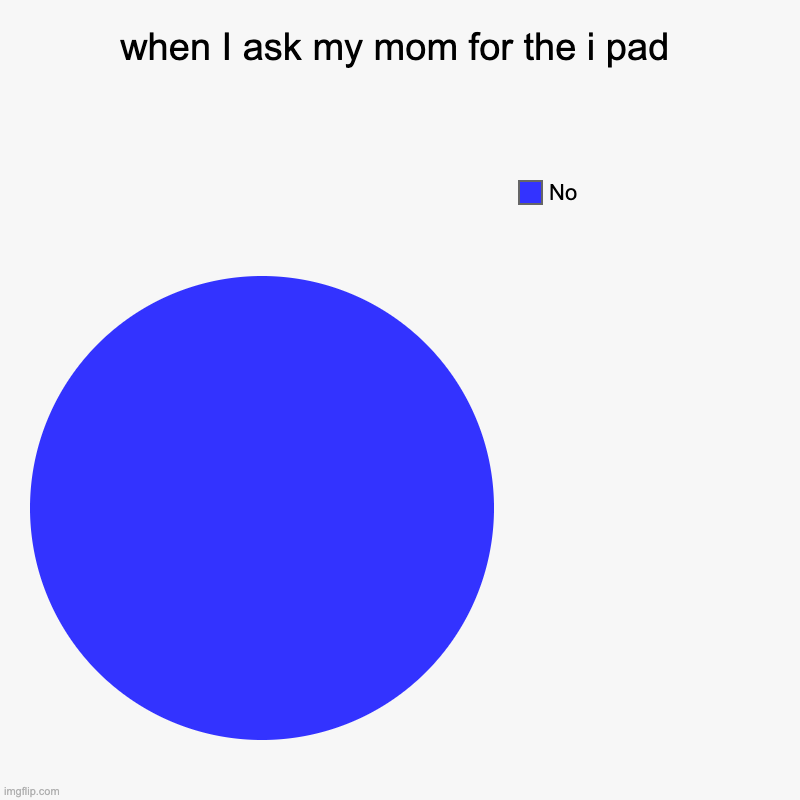 when I ask my mom for the i pad | No | image tagged in charts,pie charts | made w/ Imgflip chart maker