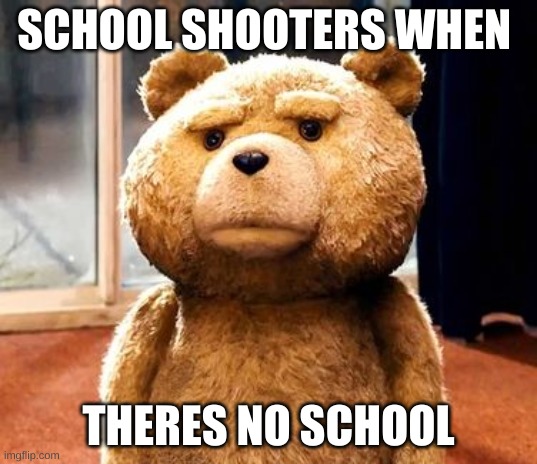 TED Meme | SCHOOL SHOOTERS WHEN; THERES NO SCHOOL | image tagged in memes,ted | made w/ Imgflip meme maker