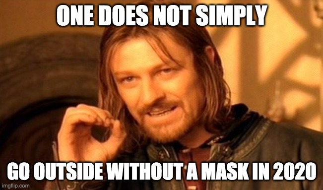 One Does Not Simply Meme | ONE DOES NOT SIMPLY; GO OUTSIDE WITHOUT A MASK IN 2020 | image tagged in memes,one does not simply | made w/ Imgflip meme maker