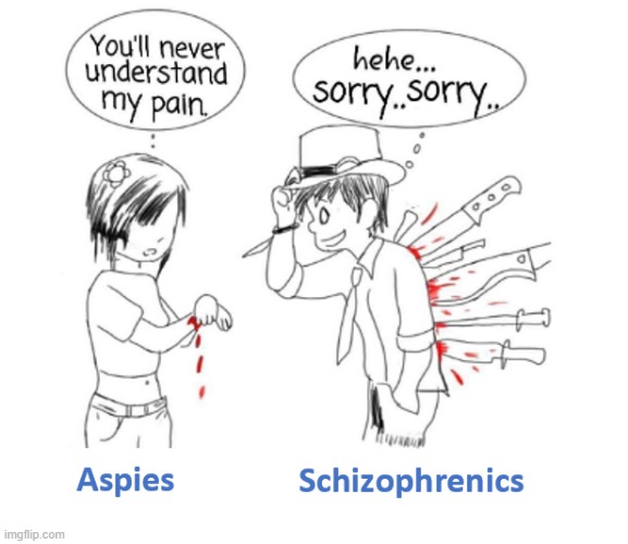 image tagged in aspergers,autism,you'll never understand my pain,schizophrenia,mental health,aspertard | made w/ Imgflip meme maker