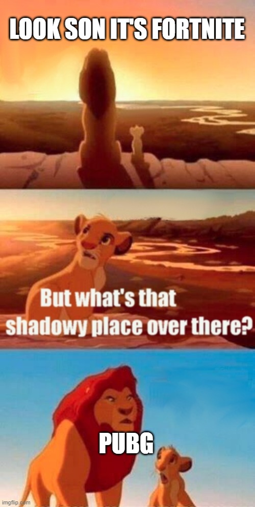 Simba Shadowy Place | LOOK SON IT'S FORTNITE; PUBG | image tagged in memes,simba shadowy place | made w/ Imgflip meme maker