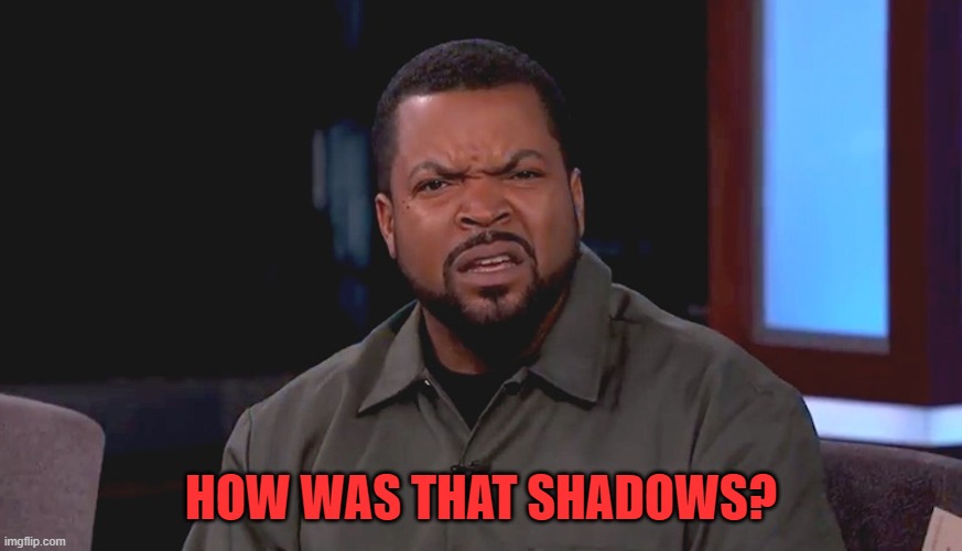Really? Ice Cube | HOW WAS THAT SHADOWS? | image tagged in really ice cube | made w/ Imgflip meme maker