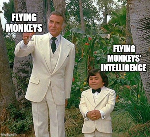 Fantasy Island | FLYING MONKEYS; FLYING MONKEYS' INTELLIGENCE | image tagged in fantasy island | made w/ Imgflip meme maker