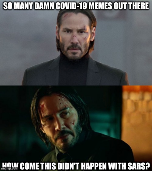 So Many Covid-19 Memes Out There | SO MANY DAMN COVID-19 MEMES OUT THERE; HOW COME THIS DIDN'T HAPPEN WITH SARS? | image tagged in virus,john wick | made w/ Imgflip meme maker