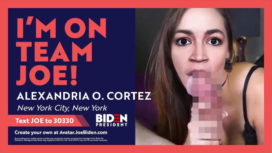 Crazy Alexandria Ocasio-Cortez is on Team Joe! | image tagged in crazy alexandria ocasio-cortez,blow jobs,no jobs,pedo joe 2020,creepy joe biden,pervy joe biden | made w/ Imgflip meme maker