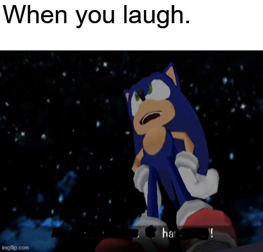 When you laugh. | image tagged in sonic adventure,sonic,sonic the hedgehog,memes | made w/ Imgflip meme maker
