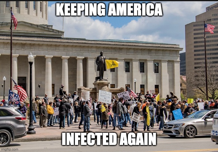 Keeping America Infected, Again | KEEPING AMERICA; INFECTED AGAIN | image tagged in keeping america infected again | made w/ Imgflip meme maker