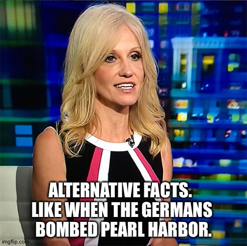 Kellyanne Conway | ALTERNATIVE FACTS.  
LIKE WHEN THE GERMANS 
BOMBED PEARL HARBOR. | image tagged in kellyanne conway | made w/ Imgflip meme maker