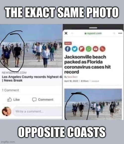 THE EXACT SAME PHOTO; OPPOSITE COASTS | made w/ Imgflip meme maker