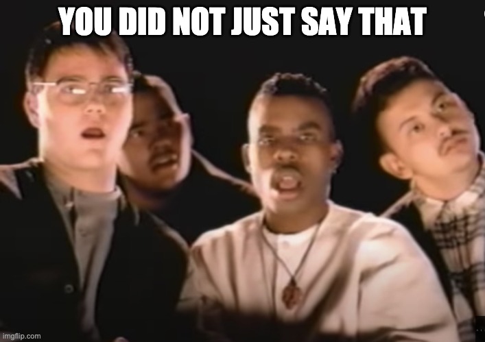  YOU DID NOT JUST SAY THAT | image tagged in all-4-one,all for one,i swear,oh no you didn't,wow | made w/ Imgflip meme maker